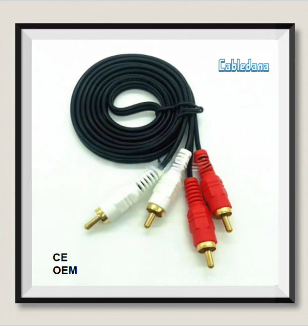 AV CABLE black 2RCA/2RCA OD6.5*2.5mm